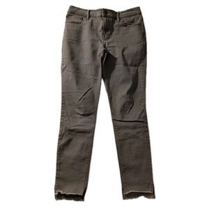 Express Mid Rise Ankle Legging Jeans Sz 4R Stretch Taupe Brown Raw Hem Casual